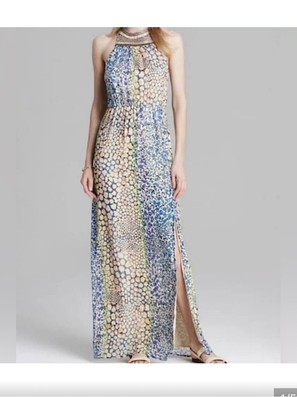 Anthropologie HD in Paris Halter Neck Animal Print Colourful Maxi Dress. Small - Picture 5 of 13